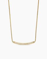 Petite Pavé Bar Necklace in 18K Yellow Gold with Diamonds, 1.25mm